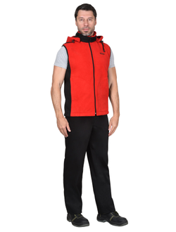 Жилет "СИРИУС-Техно" (флис дублированный) красный с черным
