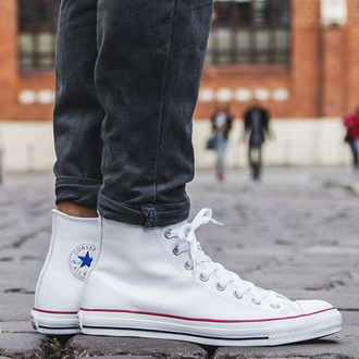 Кеды кожаные Converse Chuck Taylor All Star белые высокие