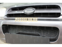 Защита радиатора Hyundai Santa Fe 2000-2006 (2 части) black верх
