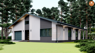 Одноэтажный дом из газобетона с гаражом - 177 м2