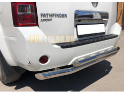 Защита заднего бампера двойная d60/53 для Nissan Pathfinder (2010-2013)