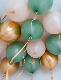 Шары золото, оливковый, белый песок 15 шт под потолок