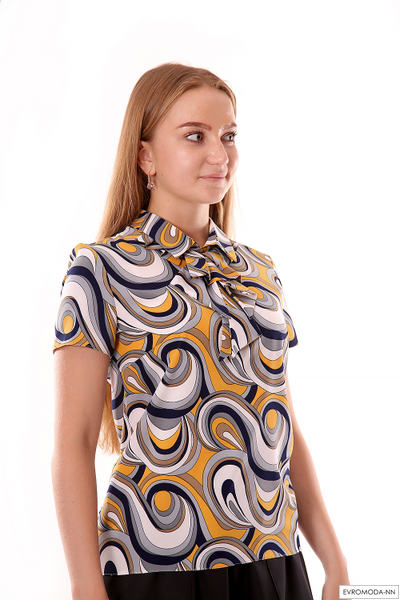 Блузка с жабо принт 813 Pretty One р. 38/ 46 RU