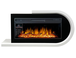 Линейный электрокамин Basel R белый с черным с очагом Vision 42 LOG LED