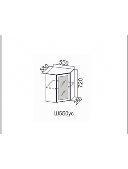 Шкаф навесной 550/720 (угловой со стеклом)