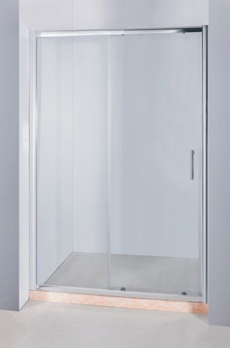 Стеклянная душевая раздвижная дверь, Водный Мир ВМ-ТА-1 140, прозрачная, 140х185 см.