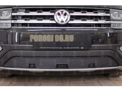 Защита радиатора Volkswagen Teramont 2017- black низ с камерой и парктроником PREMIUM