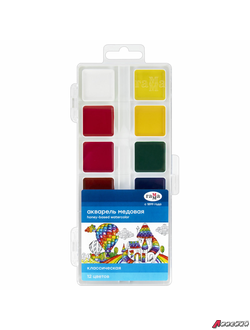 Краски акварельные ГАММА «Классическая», 12 цветов, медовая, пластиковый корпус, европодвес. 191378