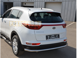 Защита заднего бампера угловая большая d60 для Kia Sportage 2016-2018