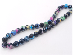 Агат тонированный граненый на нити  10мм черный неон