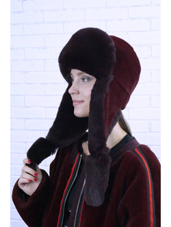 Ушанка "Норд" цвет бордовый + бордовый