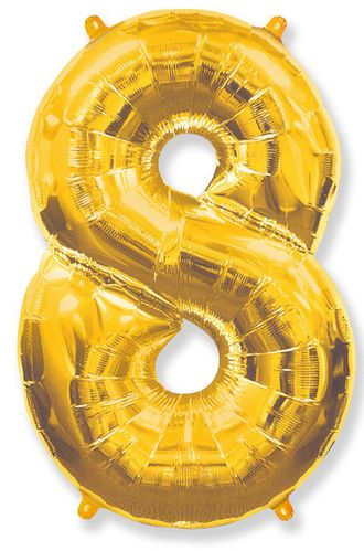Воздушный шар фольгированный "Цифра 8. Золото"  (Испания) 102 см.