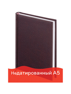 Ежедневник недатированный А5 (138х213 мм) BRAUBERG "Favorite", под фактурную кожу, 160 л., бордовый, 123833