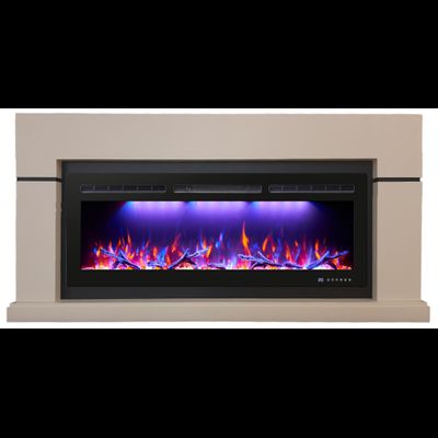 Линейный электрокамин Гранд бежевый с очагом FreeSpace 55 LED FX
