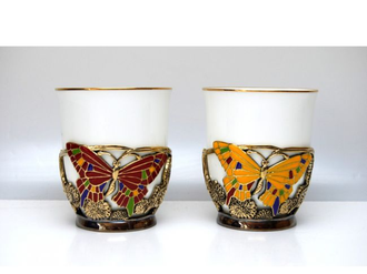 Фарфоровая чашка с подстаканником