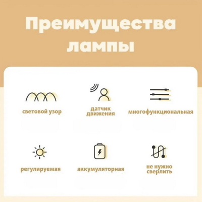 Светильник беспроводной плоский 20 см.