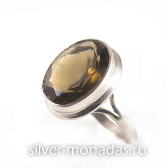Кольцо серебро 925 пробы  с раухтопазом