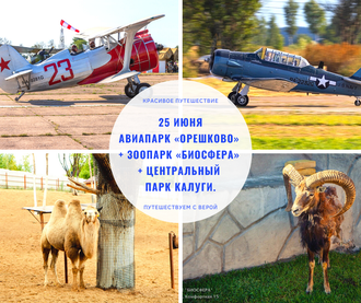 25 июня – Авиапарк «Орешково» + зоопарк «Биосфера» + центральный парк Калуги.