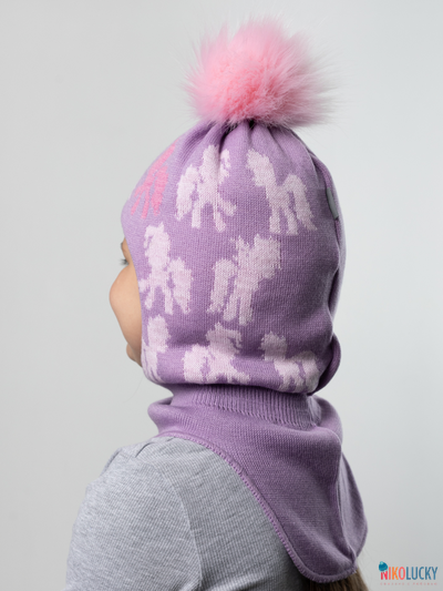 Шапка-шлем 23101-03 с утепл., хб подклад, фиалковый,роз. 52-54