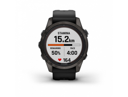 Умные часы Garmin Fenix 7S PRO Sapphire Solar титановый угольно-серый DLC с силиконовым ремешком