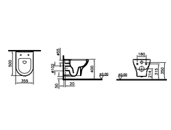 Подвесной безободковый унитаз VitrA Zentrum Rim-Ex, 5795B003-0075
