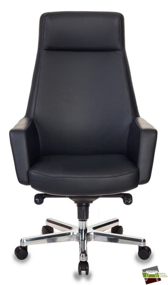 Кресло руководителя Бюрократ _Antonio черный кожа крестов. алюминий