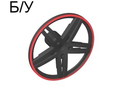 ! Б/У - Wheel Cover 5 Spoke without Center Stud - 35mm D. - with Red Edge, Black (54086pb01 / 4519131 / 4539882) - Б/У