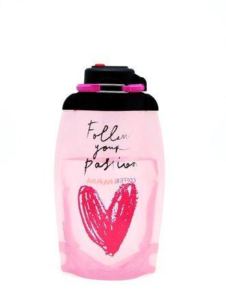 Click Ecobottle Skladnaya Eko Butylka Dlya Vody I Napitkov Obyom 500 Ml Rozovogo Cveta S Risunkom Coffee Mama Artikul B050aps