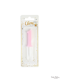 Свеча тортовая цифра "Единичка розовая" 1