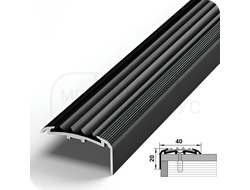 Порог противоскользящий Лука ПУ 71.2700.15 Черный с черной ПВХ вставкой