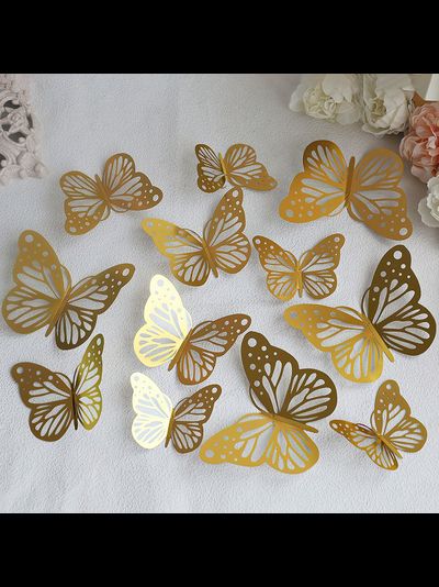 Набор для украшения торта Бабочки (золото, 12 шт.)