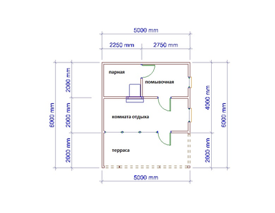 Б-09 ГАБАРИТНЫЕ РАЗМЕРЫ: (6Х5М) 1 ЭТАЖ, ОБЩАЯ ПЛОЩАДЬ: 32М²