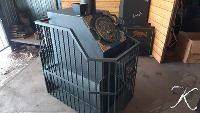 Печь банная "АНГАРА-34" + КАМИН-КОНВЕКТОР + Дверца со стеклом