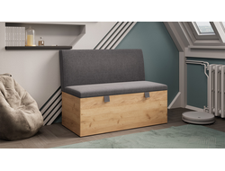 Скамья прямая Мальта Дуб крафт золотой/Микровелюр Linea Grande 66/Connect 66 (серо-коричневый)