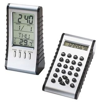 Настольные часы с калькулятором и термометром