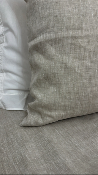 Постельный комплект на завязках "серый" (лён 100% / 2 наволочки)