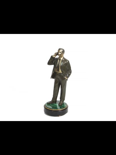 Статуэтка "Предприниматель". Бронза, малахит.
