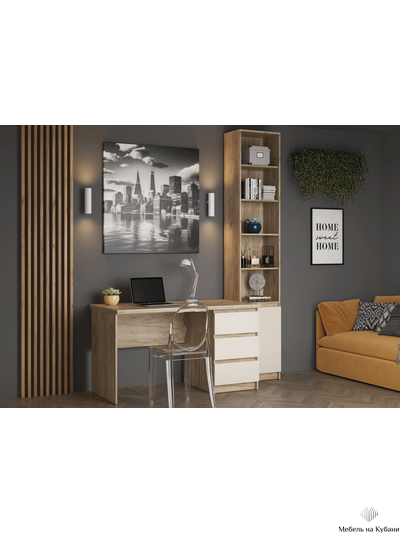 Бостон стол письменный Дуб Крафт серый/Кашемир