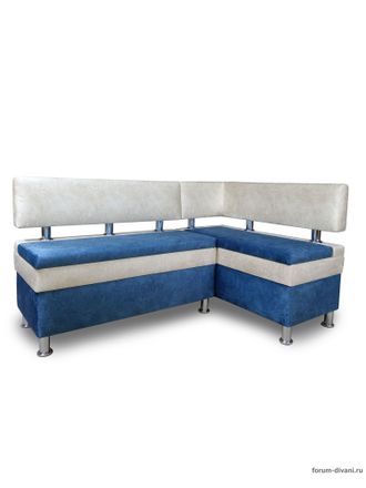 Кухонный угловой диван "Форум-4", Синий/Слоновая кость Правый