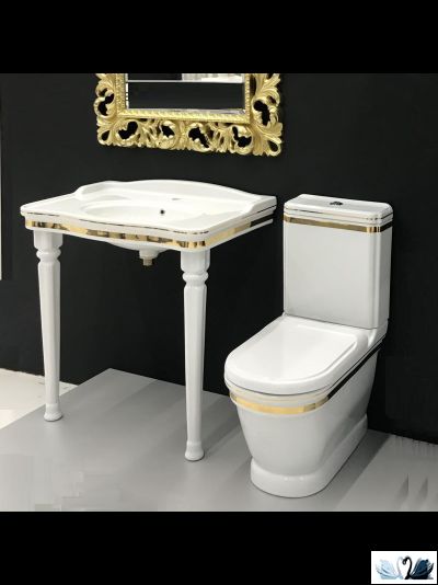 Раковина Creavit Antik Gold AN080-00CB00E-AD00 80 х 50 см подвесная, с золотым декором
