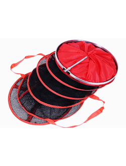 Садок береговой круглый красный, прорезиненный, диаметр 25см, 4+1 кольца, длина 150см