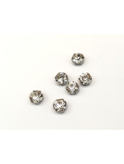 Стразы стеклянные пришивные в цапах,  SS35 цвет серебро