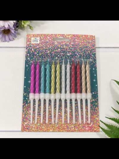 Набор свечей для торта &quot;Спираль&quot; (микс, 12 шт), 6,5см