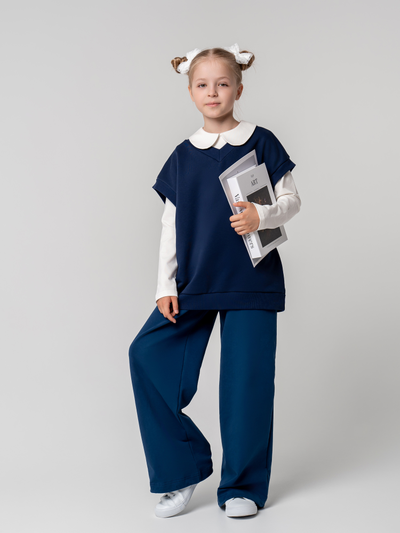 Брюки палаццо с утяжками (синий)