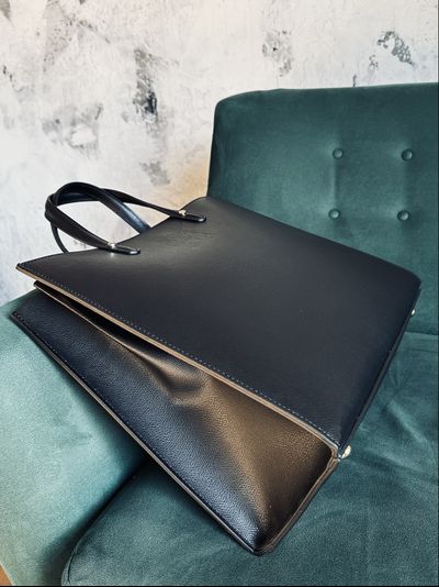 Женская черная форматная сумка из натуральной кожи «сафьяно», Vera Pelle  Арт.021501