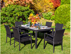 Комплект столовой мебели  MILANO черного цвета на 6 персон