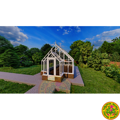 Базовая комплектация теплицы в английском стиле с холлом из стекала и алюминия СКАРЛЕТТ SL 8000 х 4000 мм