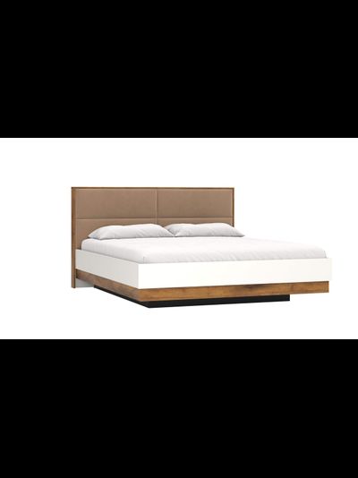 Офелия 08.21 (ш.1600) Кровать двойная (белый/таксония, черный/ткань велюр тенерифе корица) (без основания)