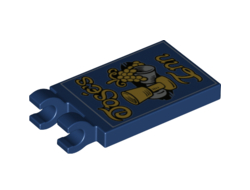 Tile, Modified 2 x 3 with 2 Clips with Wine Goblets, Grapes and Jos?s Inn Pattern, Dark Blue (30350bpb107 / 6317074 / 6331701)