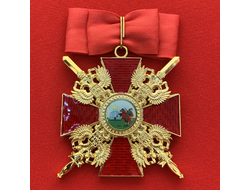 Орден Александра Невского большой с мечами, с бантом из муаровой ленты. Полноразмерная копия LUX! Лот № 66.